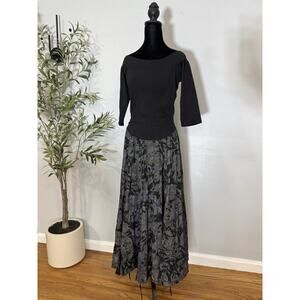 Luna Luz Dress Black Floral Artsy Dress Small 38 EUC Lagenlook Peasant Milkmade